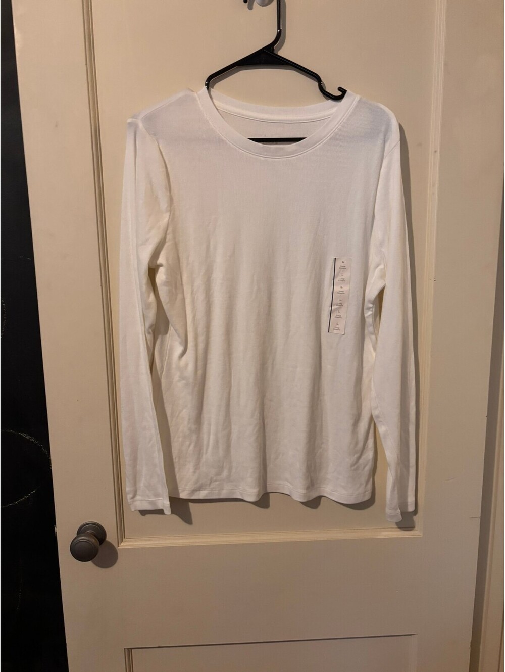 a new day Women's White Long Sleeve Ribbed Shirt Large